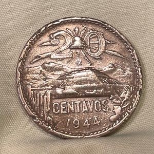 Bronze 20 Centavos 1944 Pyramid of Sun,